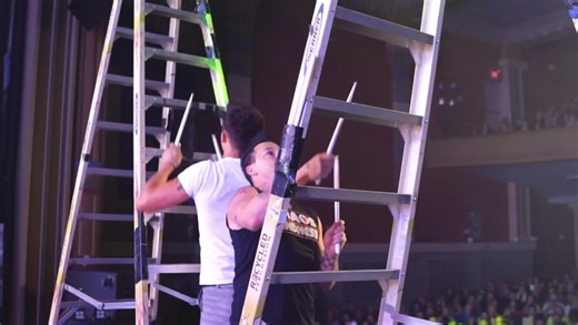 It’s the magic piece of our show that got us through the doors of America’s Got Talent, it’s the most dangerous, caused the most injuries, it’s the most athletic and most distinctive characteristic of a Recycled Percussion show throughout the years. If you’ve never seen it, enjoy this video. If you’ve seen it a million times, pay closer attention this time and really watch everything that goes into this performance. Imagine yourself trying it at home. That’s usually when the appreciation sets in