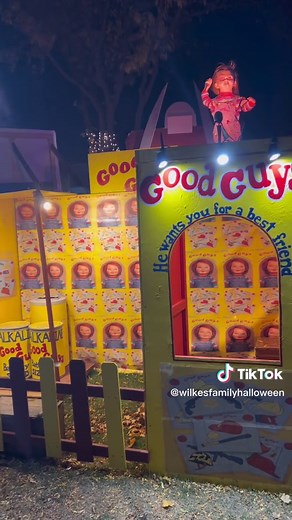 The Chucky section in our 2022 display was a huge hit. Most people just love Chucky. Our inspiration for this room was the Good Guy doll factory from Childs Play 2. The theme of the 2023 display is Welcome to Derry (Pennywise) but we might have to bring the Chucky section back by popular demand 🔪 #chucky #chuckydoll #chuckyseries #childsplay #horrortok #halloween #horrormovie #fyp