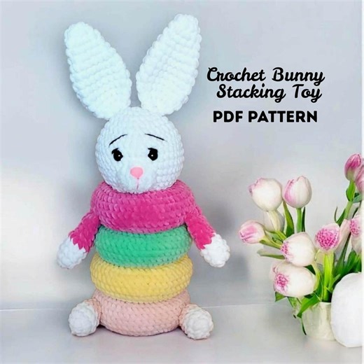 Crochet Bunny Stacking Toy Pattern | Handmade Kids Toy | Step-by-Step PDF Guide