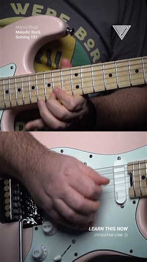 This performance is taken from Beneath the Surface, one of Marco Sfogli 's standout solos from his Melodic Rock Soloing 101 masterclass, a focused exploration of how emotion, technique, and musical clarity come together in modern rock soloing. Marco’s playing here is all about balance. Expressive melodic lines are delivered with absolute control, weaving harmony, phrasing, and precision into a solo that unfolds naturally and purposefully. Key elements on display include: Smooth, vocal-style bend