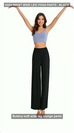 High Waist Wide Leg Yoga Pants - Black 🍋 #Shorts