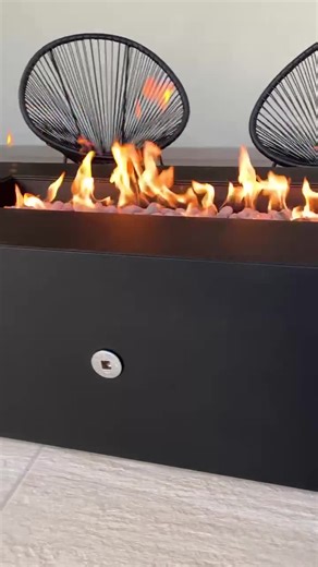 Coronado Rectangular Fire Pit Table, Powder Coated Steel, Charcoal Black