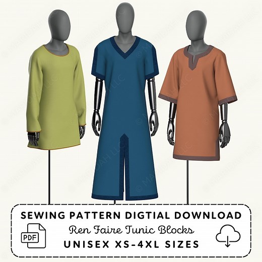 Medieval Tunics Sewing Pattern | Renaissance Fair Knight Viking Costume (PDF Digital Download) - Etsy