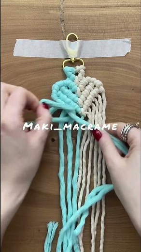 Macrame bicolour Heart keychain 💙DIY