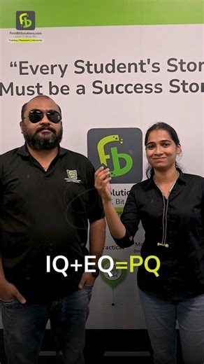 When IQ meets EQ… You get PQ — Professional Quotient 😎 Skills attitude consistency = PQ power!🔥 PQ means: • Problem-solving mindset • Communication that works • Learning fast, working smart • Handling pressure like a pro • Growing with discipline & focus #firstbitsolutions #reels #explore #explorepage #reelsinstagram #trending | FirstBit Solutions