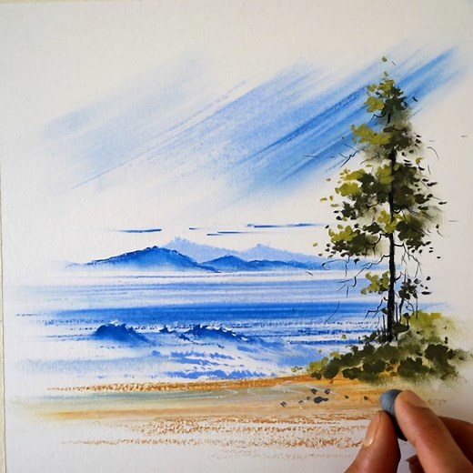 37K views · 1K reactions | Beautiful seascape drawing using oil pastels #drawing #painting | Morning Drizzle | Facebook