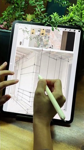 On-site iPad drawing of a corner cabinet design solution from a direct photo #interiormaster
