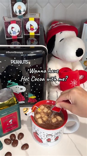 Send this to someone you want to hangout with. Snoopy and Hot cocoa makes me so cozy and warm. Mini Fridge and Snoopy plushie from Amazon. Candy and chocolate from @Sugarfina USA - Amazon link in my bio - amazon snoopy finds #cozyvibes #hotcocoatime #snoopy #peanuts #esnupi