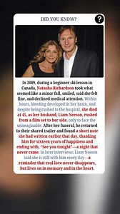 In 2009, Natasha Richardson suffered what appeared to be a minor fall during a beginner ski lesson in Canada. She stood up smiling, said she felt fine, and even refused medical attention. Within hours, her condition suddenly worsened as bleeding developed in her brain. She was rushed to the hospital and died at just 45 years old. Her husband, Liam Neeson, was filming at the time and rushed to her side, only to face the unimaginable. After her funeral, he returned to their shared trailer and foun