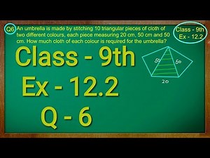Class - 9th, Maths Ex - 12.2 Q - 6 ( Heron's Formula) Solution CBSE NCERT