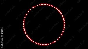Flickering HUD element colorful neon strokes moving in circle seamless loop 3d render. Display loading data, analysing, moving graph frame, HUD circle interface. HUD futuristic target, infographic