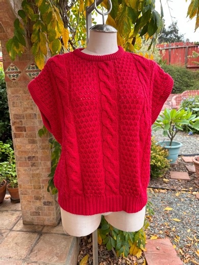 Vintage 80s Red Cable Knit Sweater Vest, Size Medium - Etsy