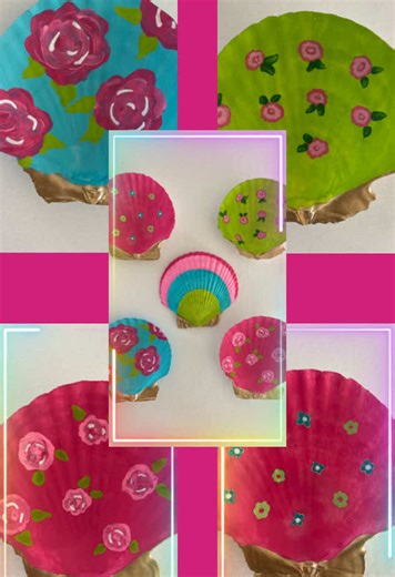 Coastal Shell Decor #shellart #coastaldecor #paintedshells #shellartist #viralart #seashells
