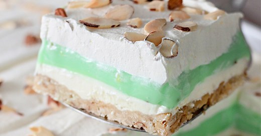 Pistachio Lush - layers of Cheesecake, Pistachio Pudding and topped with Whipped Cream.