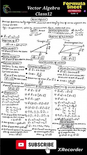 Vector Algebra class 12 | Vector all formula class 12 maths | vector formula sheet pdf|#shorts #pdf