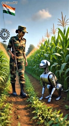 “The Soldier and Her Robot Dog #shorts #ai