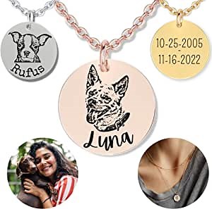 PawFurEver Dog Memorial Gifts for Loss of Dog - Personalized Pet Memorial Gifts - Cherish Your Beloved Pet with a Custom Engraved Image - Personalized Sympathy Pet Loss Gift - Pet Necklace | Silver
