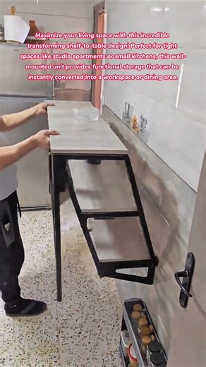 Space-Saving Genius: Watch This Shelf Turn Into a Table in Seconds #home #office #kitchen #furniture