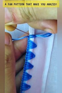 Blue Stitches Dancing on the Edge of the Fabric — A Fan Pattern That Will Make You Amazed! #h