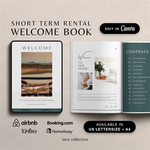 Airbnb Welcome Book Template, Airbnb Guest Book, Vacation Rental Welcome Book, VRBO Welcome Sign, Editable House Manual, Rental Guidebook - Etsy Canada