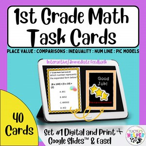 1st Grade CCSS/ TEKS Math | 40 Cards | Task Cards | Digital Access Set 1