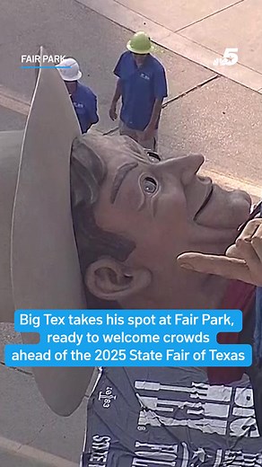 1.2M views · 15K reactions | Big Tex is back! He was hoisted into position in Fair Park on Friday morning as the countdown begins for the 2025 State Fair of Texas. 鸞 More video and full story here ➡️ https://on.nbcdfw.com/3kpmlng | NBC DFW | Facebook