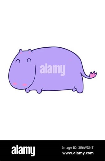shivering motion animation of cute cartoon hippo Stock Video Footage - Alamy