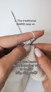 The SSP (slip, slip, purl) can feel trickier than other decreases because it involves purling through the back loop, which feels pretty unnatural. And if you’re trying to purl two together that way it can feel like a full-on gymnastics move compared to a simple knit stitch.🤸 But it’s an important technique. It’s the go-to purl decrease on the wrong side when you want a left-leaning decrease to show up on the right side. 🤓 Since I love experimenting to see if there’s an easier way to get the sa
