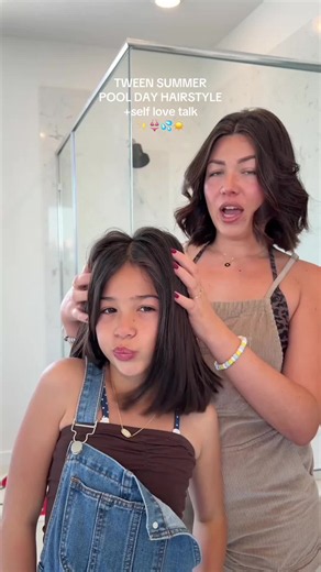 she comes up with the cutest styles!! my favorite part of the day is getting ready for the day with her & our little talks!! #tween #summerhair #summerhairstyles #hairstyle