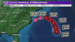 Tropical Storm Arthur moves away from the Carolinas