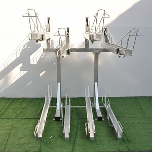 [Hot Item] Two Tier Steel Bicycle Storage Vertical Floor Bike Parking System Rack Stands