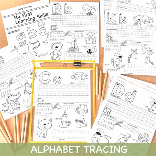 Alphabet Tracing Worksheets Kindergarten Pre-k Preschool ABC Tracing Book Printable Alphabet Activity Book Letter Handwriting Practice - Etsy