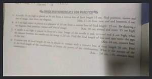 UNSOLVED NUMERICALS FOR PRACTICE A neodle 10 \mathrm{cm} high i... | Filo