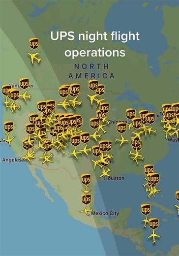 UPS Night Flight Operations with Flight Radar 24