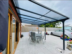 Wall-Mounted Outdoor Aluminium Pergola Shelter Adjustable Height Sturdy Canopy  | eBay UK
