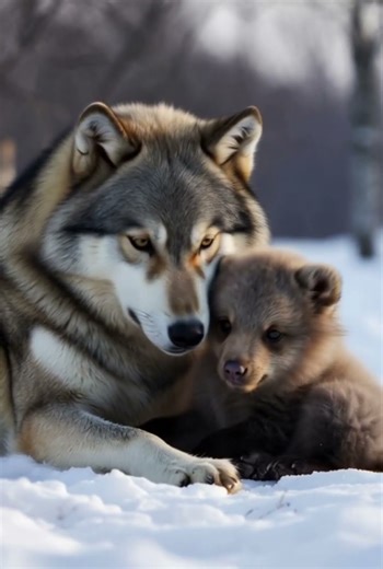 🐺🐻 A Wolf Adopted a Bear Cub… What Happens Next Will Shock You #animals #rescueanimals #cute #facts
