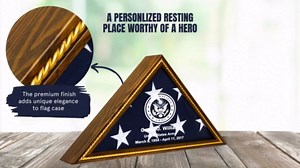 Amazon.com - Personalized Flag Display Case for Burial Flag - Military Flag Box Case Display for Wall or Table Top, Custom Engraving, Glass Front Display, Ideal for Honoring Military Veteran - 5 x 9.5 FT