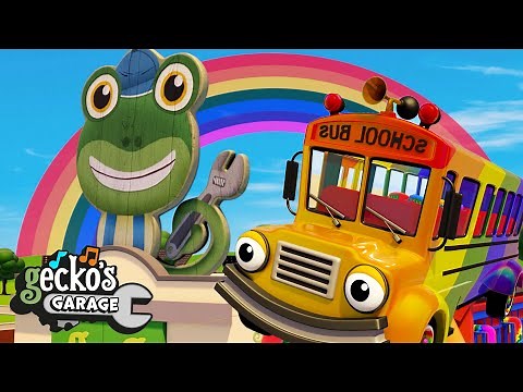 Painting Rainbow Trucks | Gecko's Garage | Trucks For Children | Cartoons For Kids