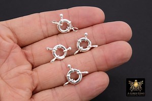 925 Sterling Silver Fancy Spring Ring Clasps, 12.5 Mm Large Bolt Clasp #3513, Sailor Spring Clasp, Removable Figure 8 Ring, Closed Loop Ends - Etsy