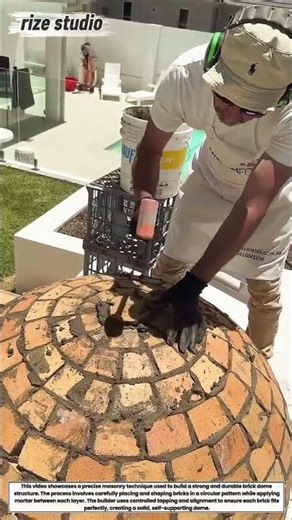 Satisfying Brick Dome Construction | Skilled Masonry Technique in Action