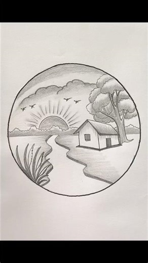 Pencil sketch ✍️ scenery drawing #art #shorts #drawing