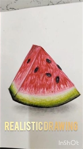 3D watermelon on Paper -realistic drawing 🔥