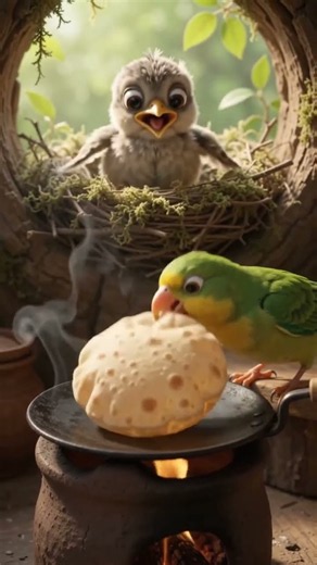 Chidiya rani apne bachhe ke liye roti banayi aage kya huaa next part #food #cooking #trendingshorts