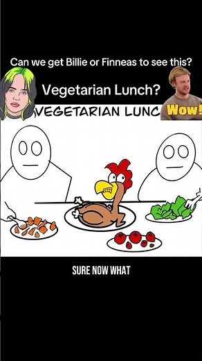 Vegetarian lunch cartoon. ‪@BillieEilish‬ ‪@Finneasofficial‬