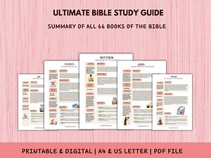 Bible Printable Summaries, Bible Study Guide, Inductive Bible Study Guide, Bible Study Cheat Sheets, Bible Book Review, Old-new Testament - Etsy