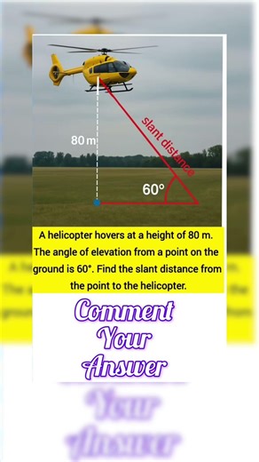 Helicopter Height & Angle Problem🚁 | Trigonometry Maths Puzzle #ytshorts #maths #brainteaser #trend