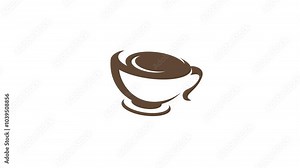 Animated mug with tea bag and tea leaves. Drinking hot drink. Brewing tea. Flat object on white background with transparency Stock Video