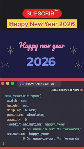 Happy New Year 2026 🎉 | CSS Animation Project | Coding With Cousins #codingday #codingtime