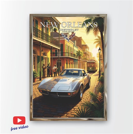 1965 Chevrolet Corvette Wall Art Decor, Poster, New Orleans - Etsy