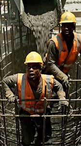 A Terrifying Moment at a Construction Site 😱 Concrete Poured While Workers Were Inside the Column